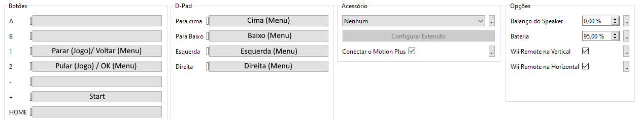 Configuração do controle 1